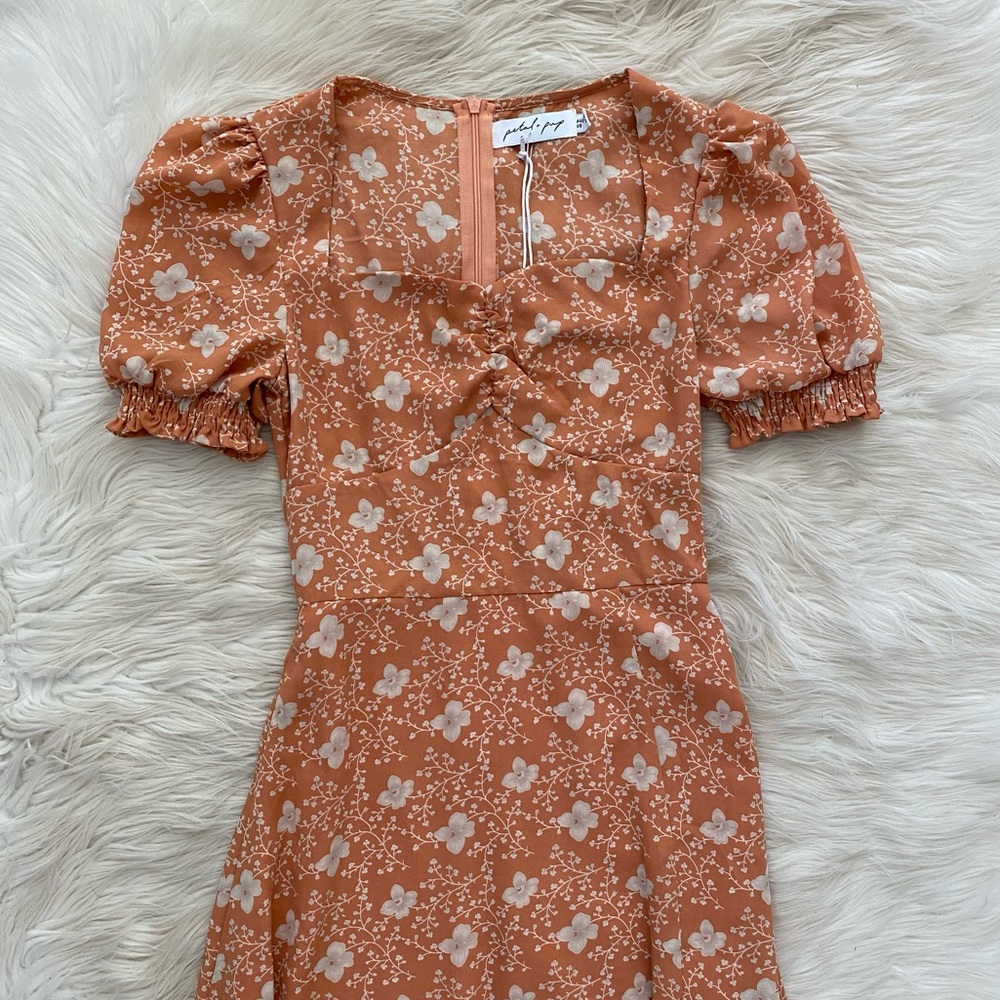 Petal & Pup Orange Floral Midi Dress - Picture 3 of 12